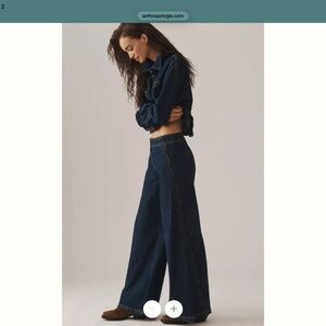 Maeve Scallop-Edge High-Rise Wide-Leg Jeans Maeve size 26p